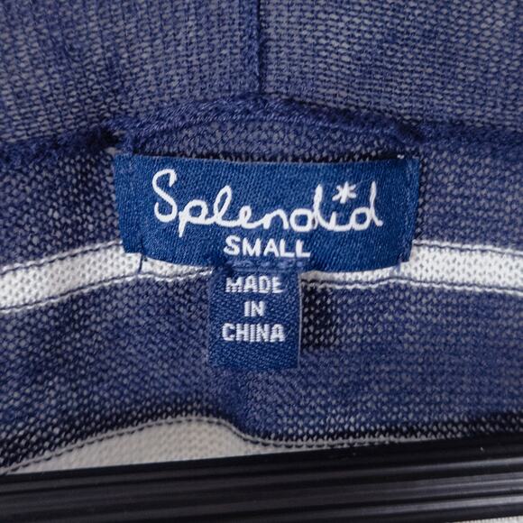 Splendid Striped Cardigan Navy White Open Front Size S Coastal Grandma - Picture 7 of 12